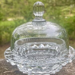 MIKASA Crystal Round Small Covered Butter Dish Salinas Pattern  VINTAGE